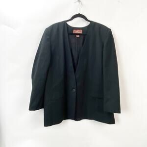 Worthington Vintage Single Breasted Blazer Black Womens Plus 22W Business